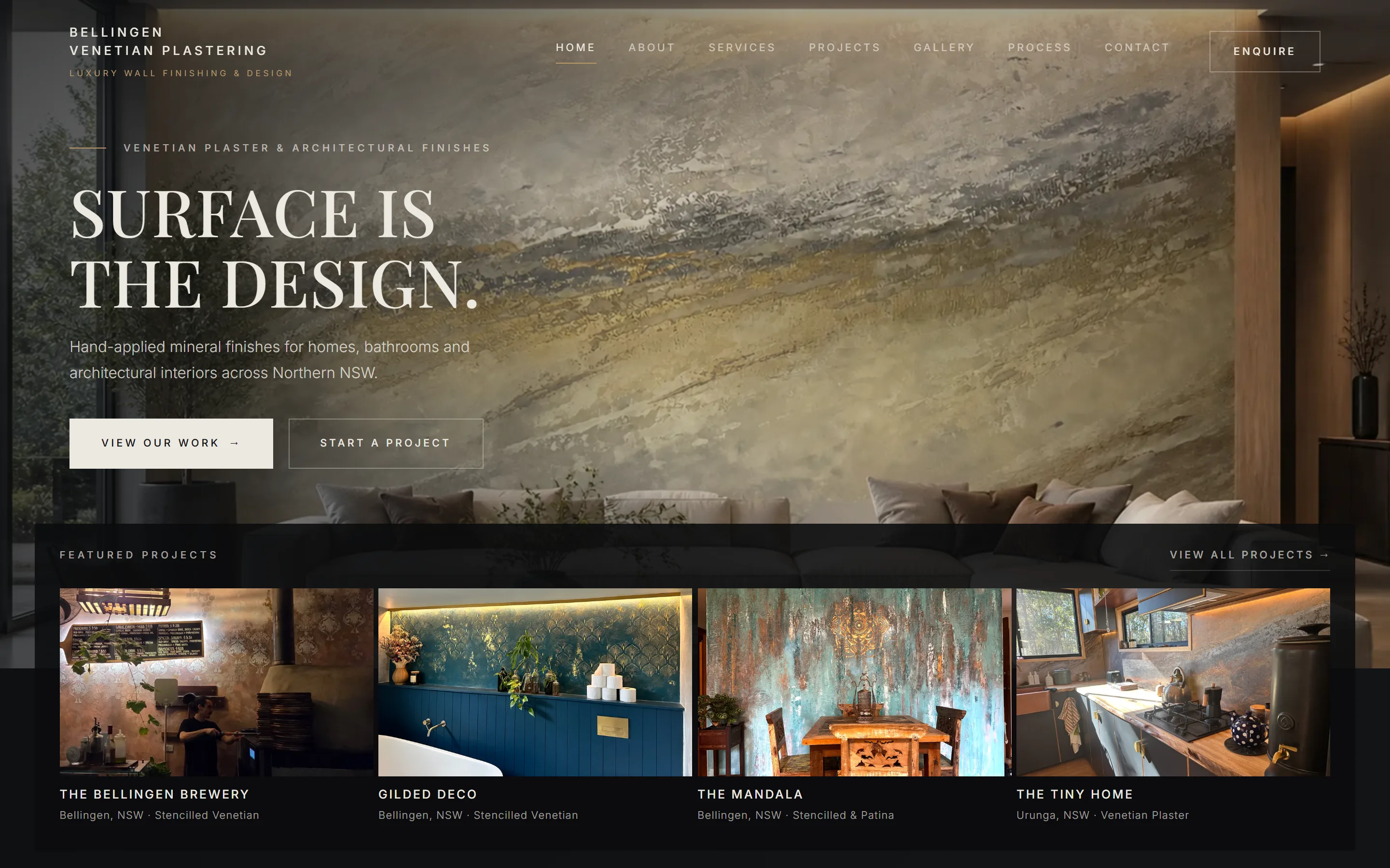 The Bellingen Venetian Plastering website on a laptop